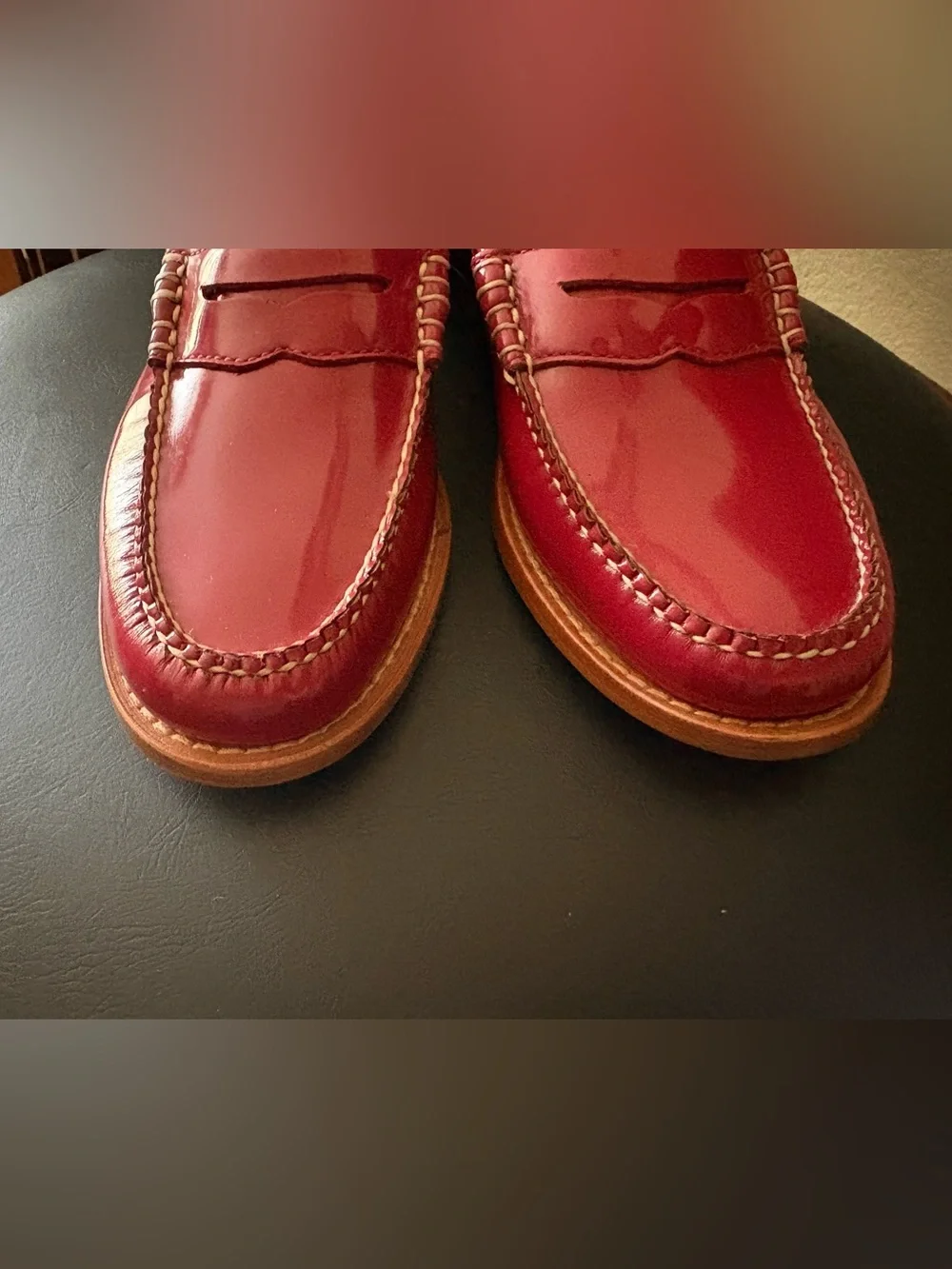 G.H. Bass & Co. VEEJuns Red Patent Leather Penny Loafers 6.5M